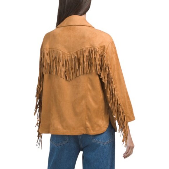 MOON RIVER Faux Suede Fringe Jacket - Picture 2 of 3